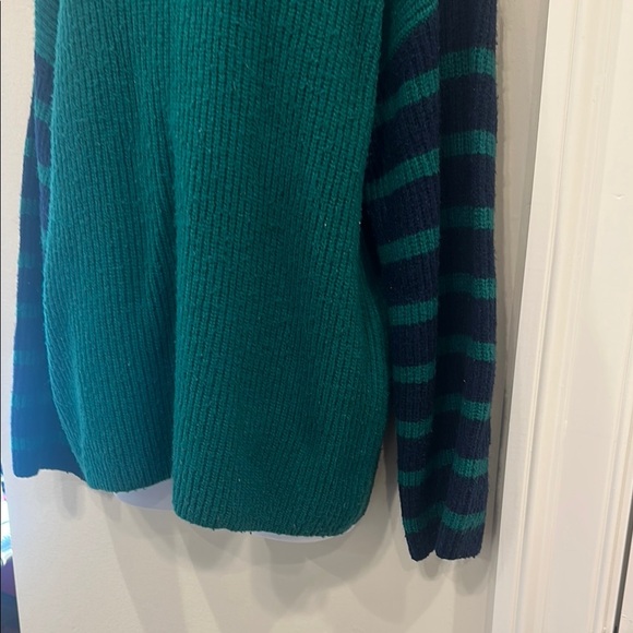Loft Green and Black Striped Women's Sweater- large - Picture 4 of 6